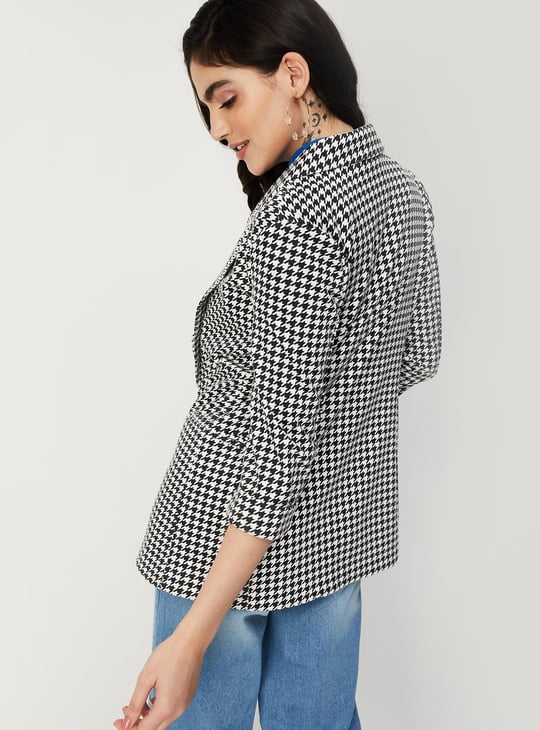 Women Houndstooth Casual Blazer