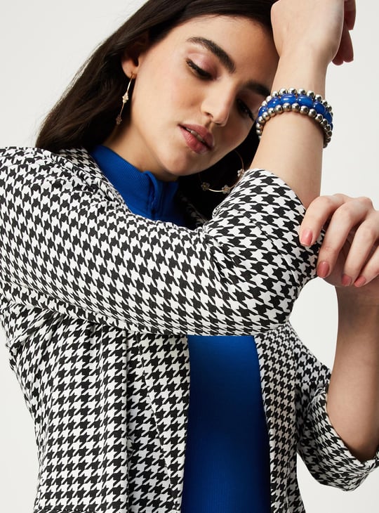 Women Houndstooth Casual Blazer