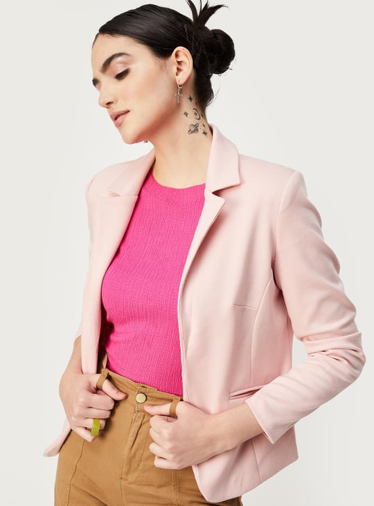 Women Solid Knit Blazer