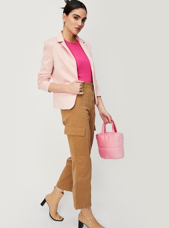 Women Solid Knit Blazer