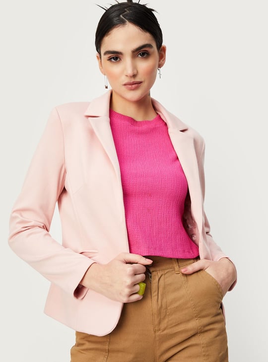 Women Solid Knit Blazer