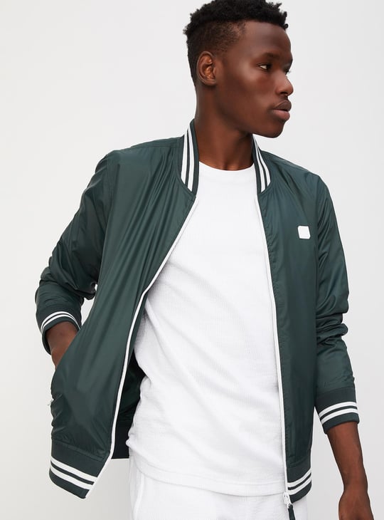 Men Solid Varsity Jacket
