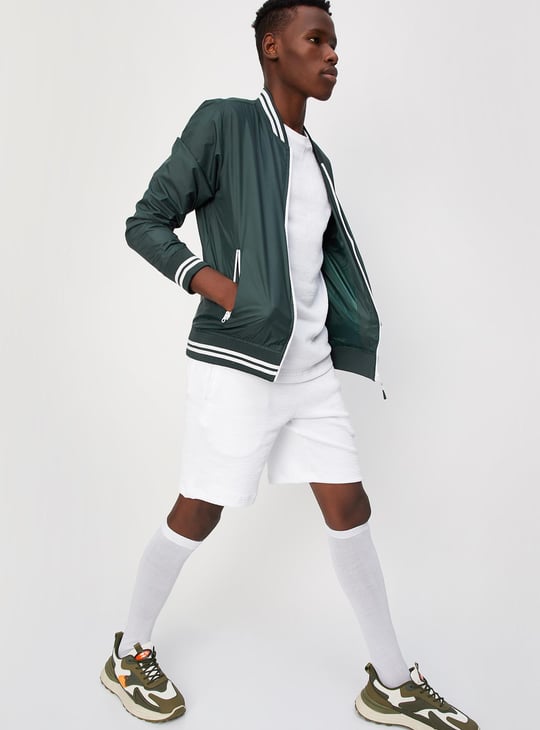 Men Solid Varsity Jacket