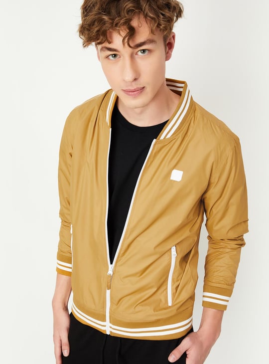 Men Solid Varsity Jacket