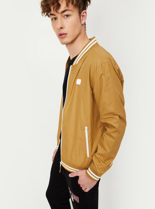 Men Solid Varsity Jacket