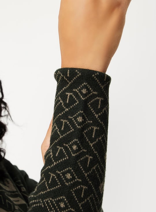 Women Argyle Knitted Cardigan