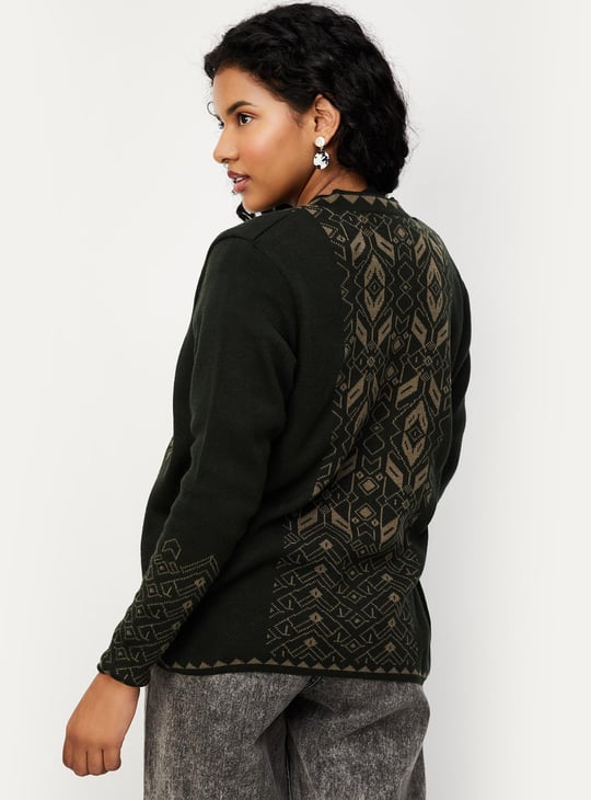 Women Argyle Knitted Cardigan