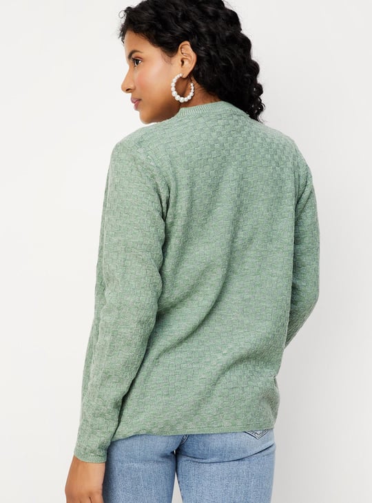 Women Checked Knit Cardigan