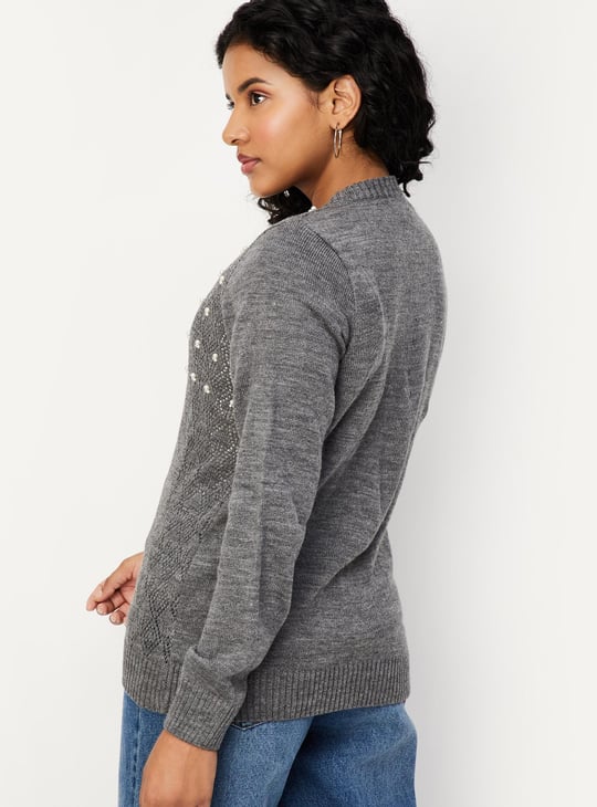 Women Pearl Embellished Cardigan