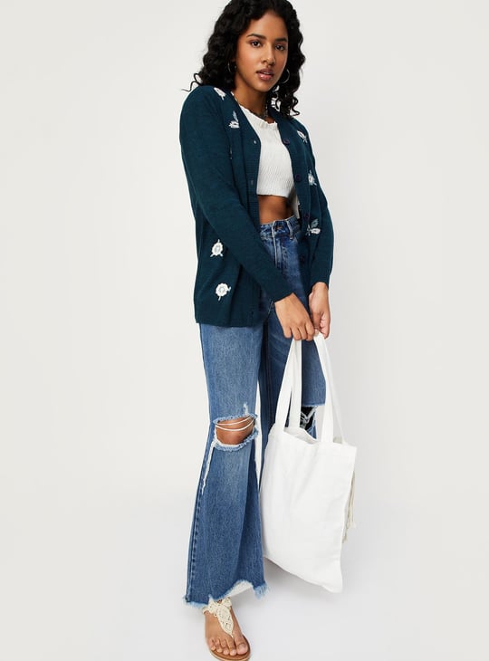 Women Embroidered Cardigan