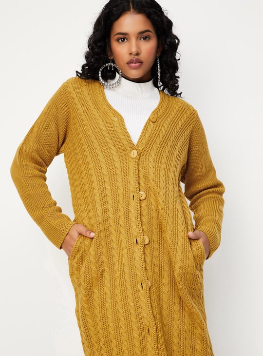 Women Cable Knit Longline Shrug