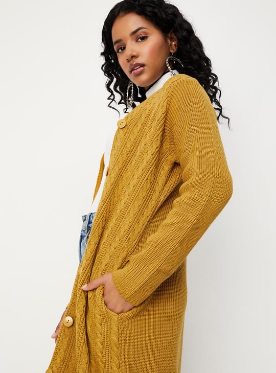 Women Cable Knit Longline Shrug