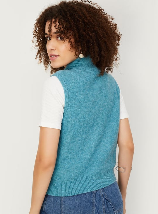 Women Cable Knit Sleeveless Sweater