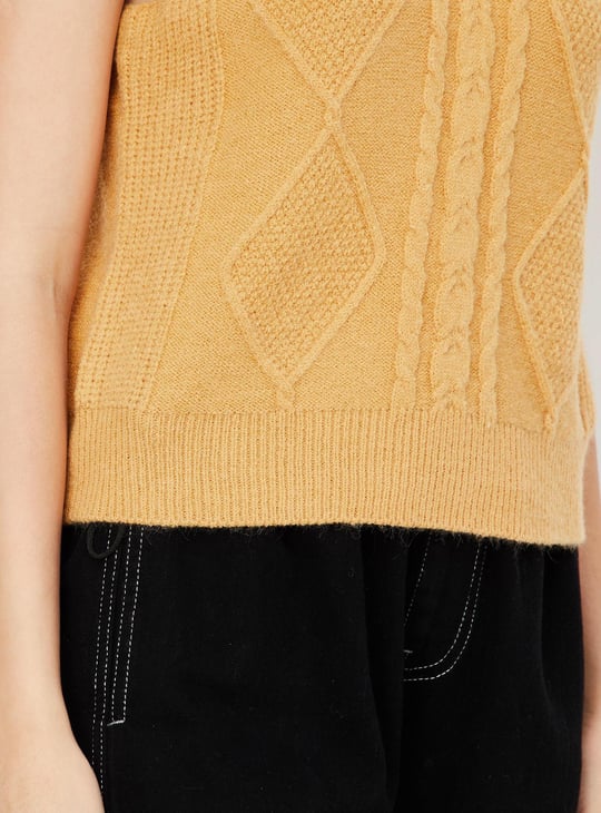 Women Cable Knit Sleeveless Sweater