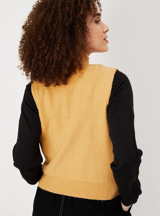 Women Cable Knit Sleeveless Sweater