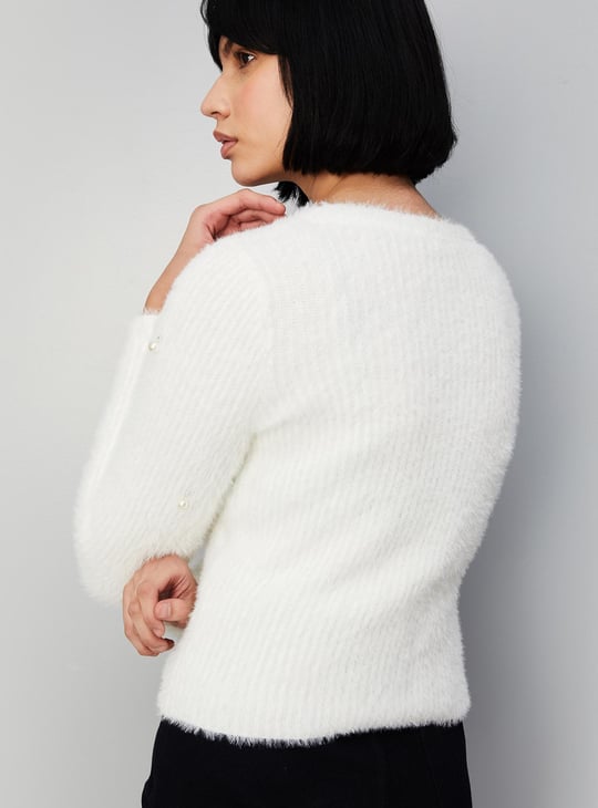 Women Pearl Embellished Sweater