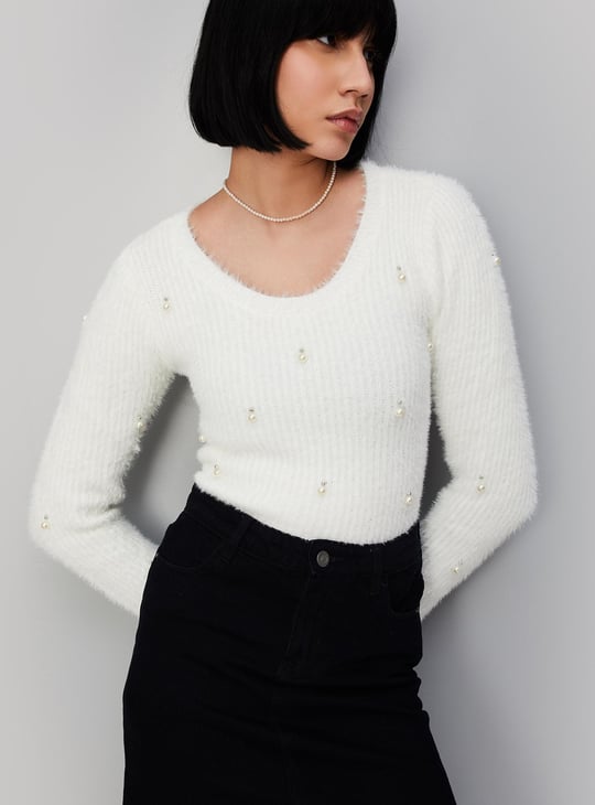 Women Pearl Embellished Sweater