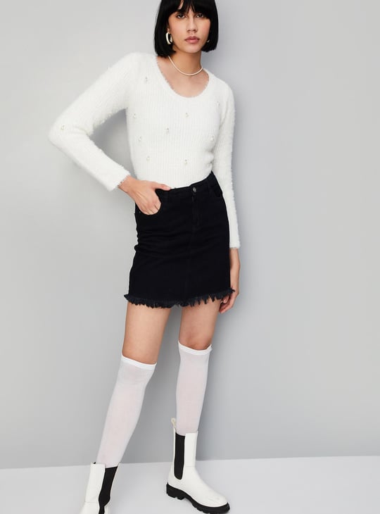 Women Pearl Embellished Sweater