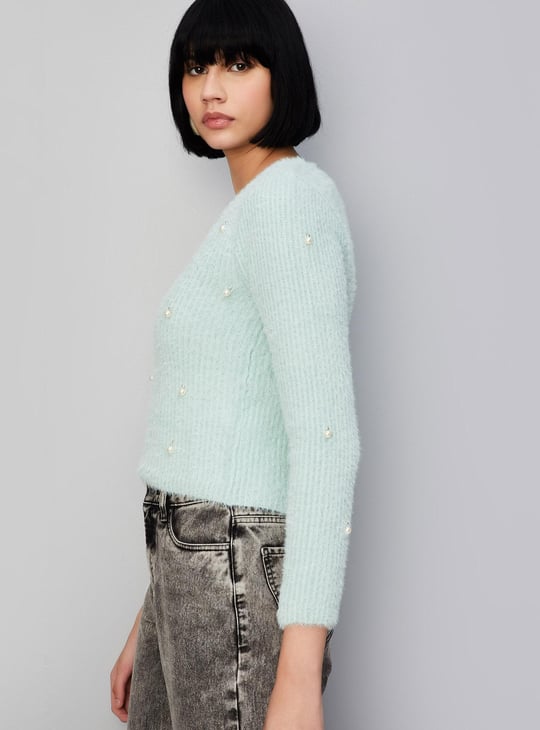Women Pearl Embellished Sweater