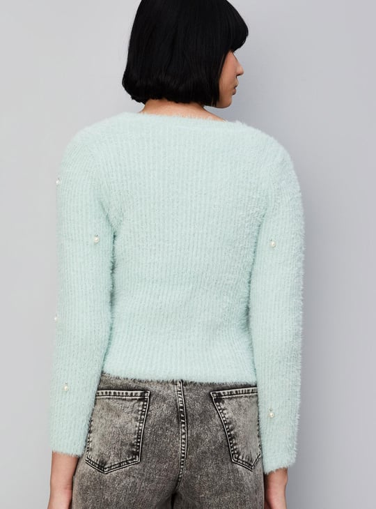 Women Pearl Embellished Sweater