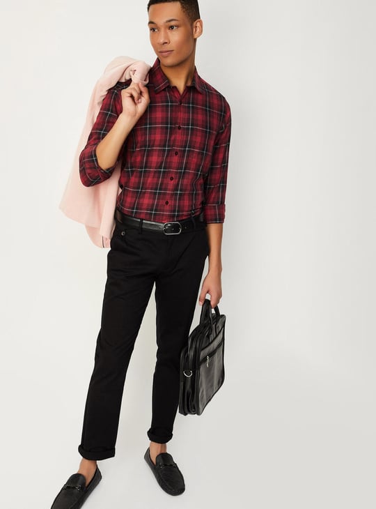 Men Tartan Checked Slim Fit Shirt