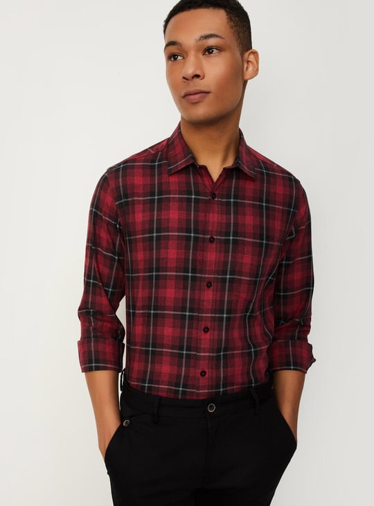 Men Tartan Checked Slim Fit Shirt