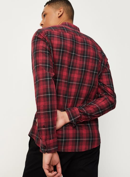Men Tartan Checked Slim Fit Shirt
