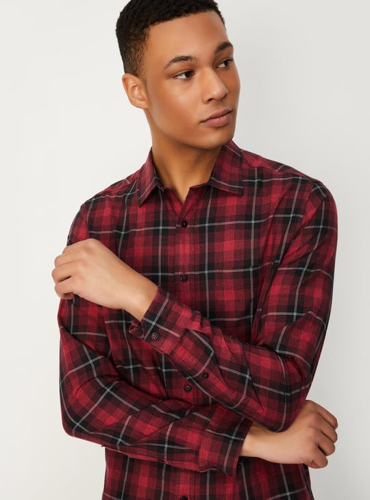 Men Tartan Checked Slim Fit Shirt