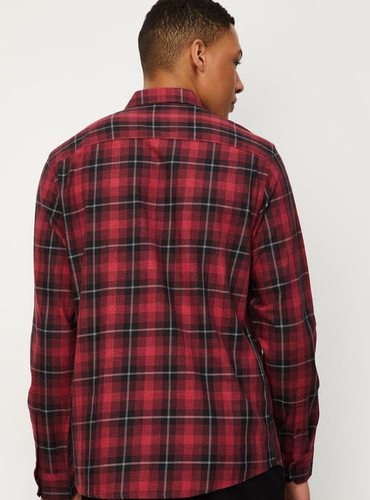 Men Tartan Checked Slim Fit Shirt