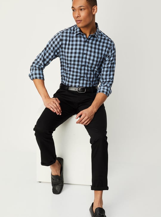 Men Slim Fit Gingham Check Shirt