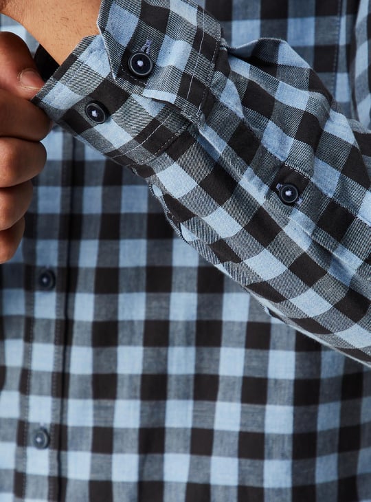 Men Slim Fit Gingham Check Shirt