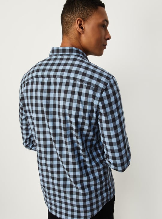 Men Slim Fit Gingham Check Shirt