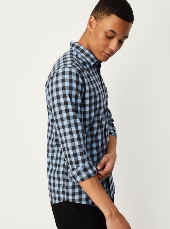 Men Slim Fit Gingham Check Shirt
