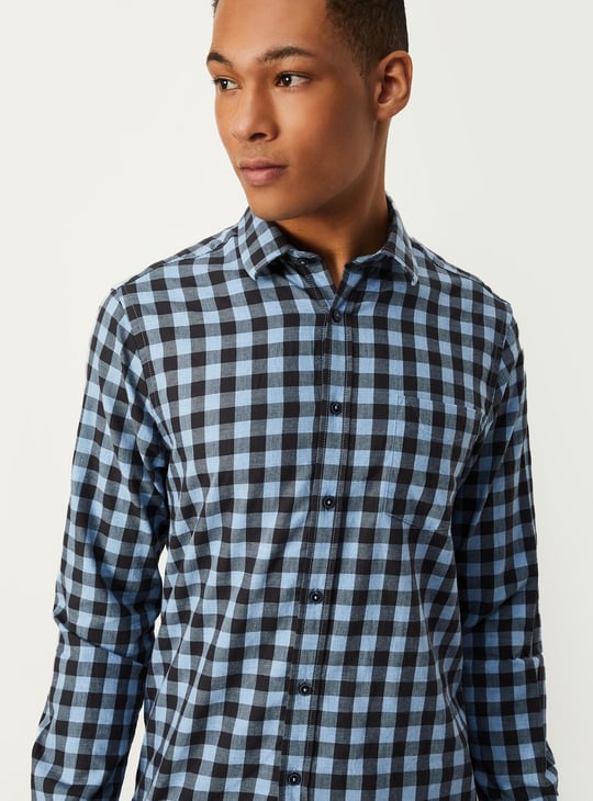 Men Slim Fit Gingham Check Shirt