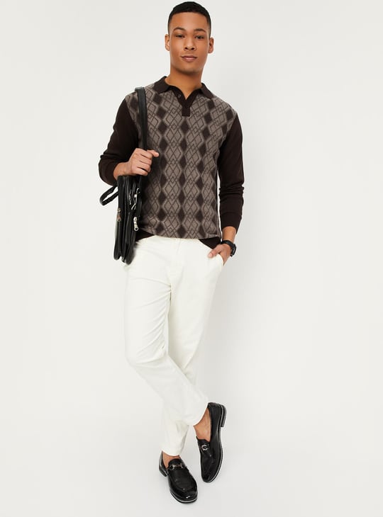 Men Argyle Knitted Polo T-shirt