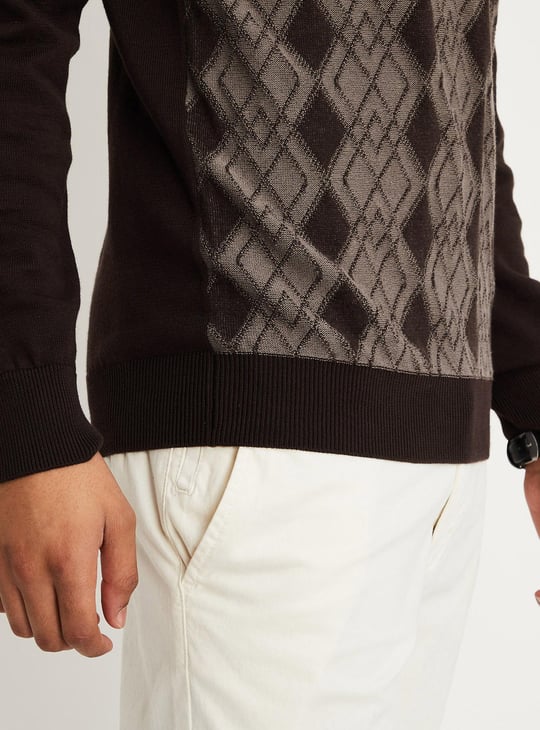 Men Argyle Knitted Polo T-shirt