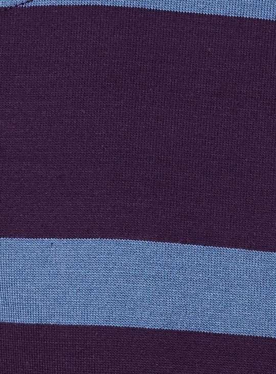 Men Striped Full Sleeve Polo T-shirt