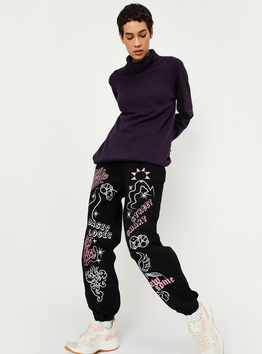 Women Printed Denim Joggers