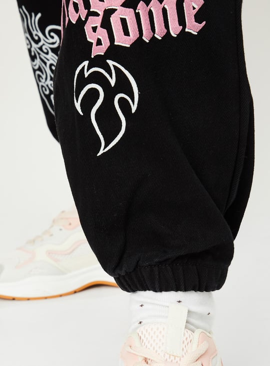 Women Printed Denim Joggers