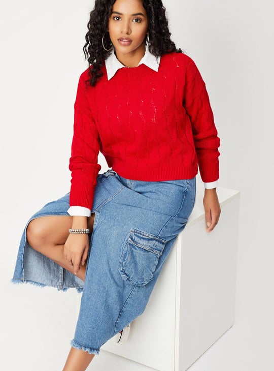 Women Cable Knit Sweater - Main Image