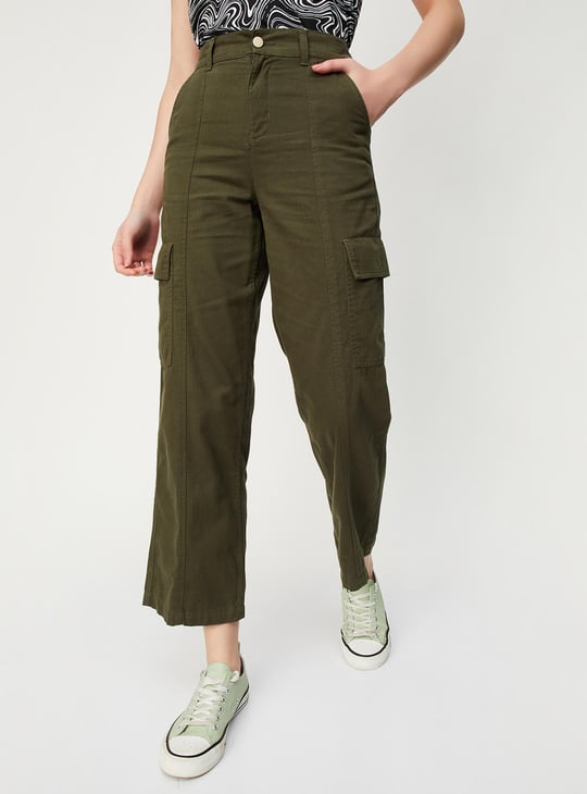 Women Solid Cargo Pants