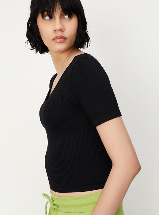 Women Rib Knit Crop Top
