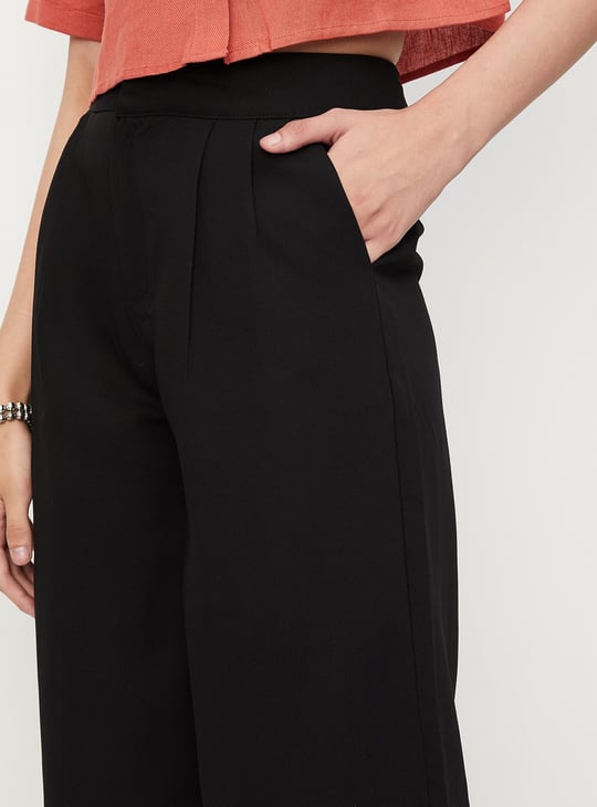 URB_N Women Solid Wide Leg Trousers