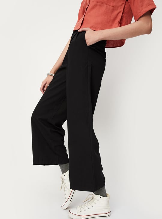 URB_N Women Solid Wide Leg Trousers