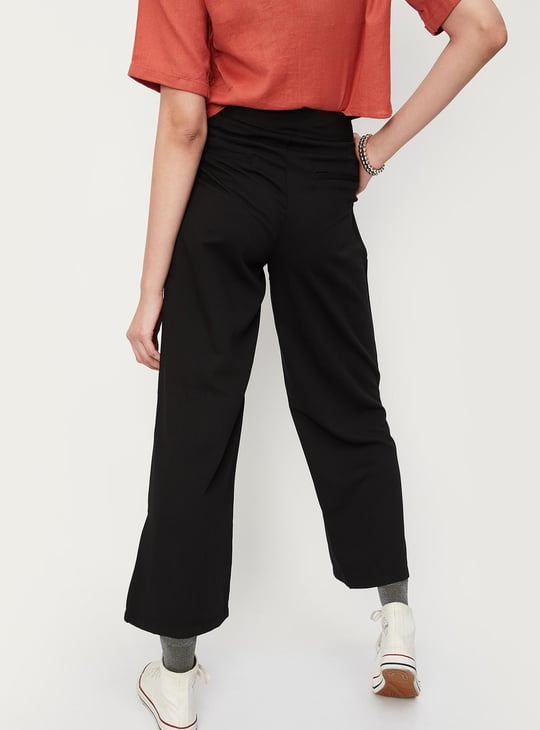 URB_N Women Solid Wide Leg Trousers