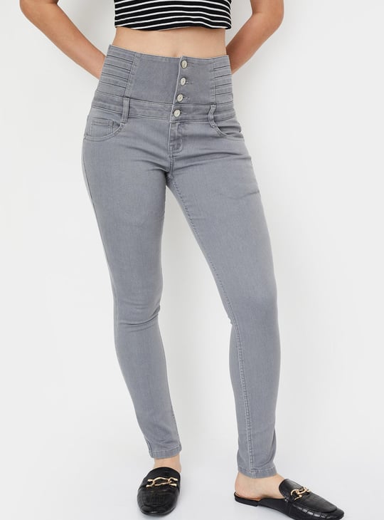 Women Solid High-Rise Skinny Fit Jeans