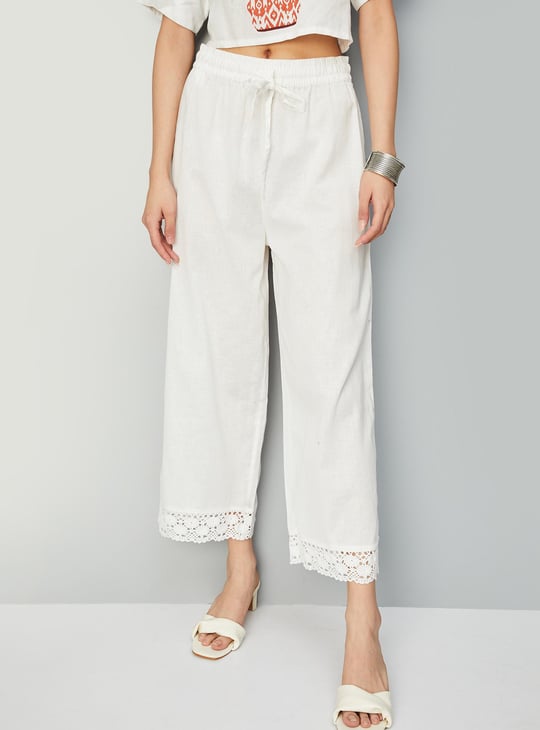 Women Lace Hem Palazzos