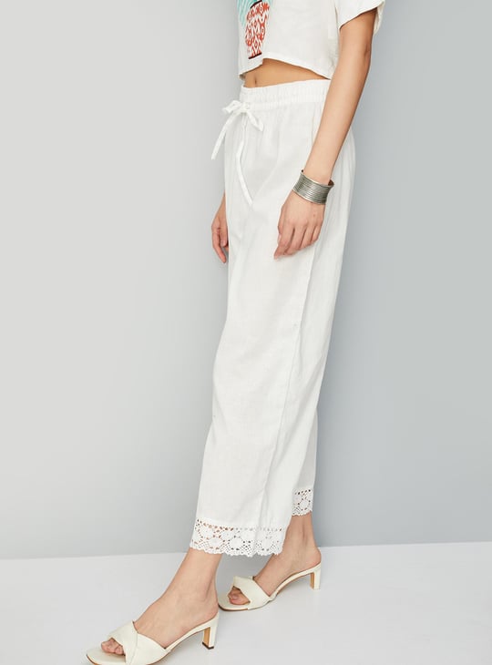 Women Lace Hem Palazzos