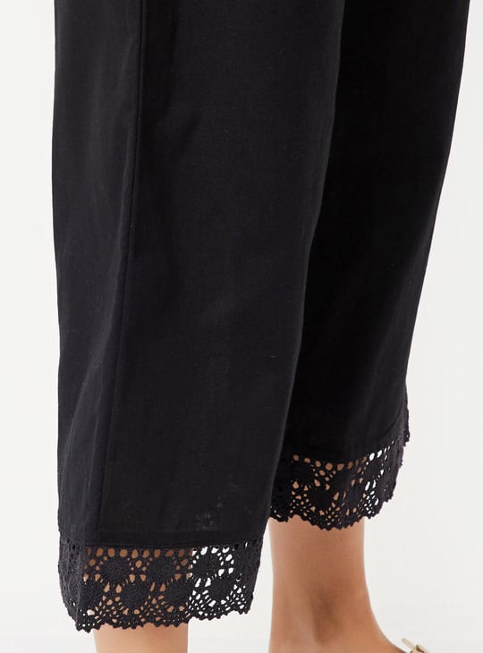 Women Lace Hem Palazzos