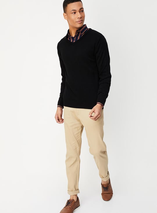 Men Slim Fit Solid Sweater